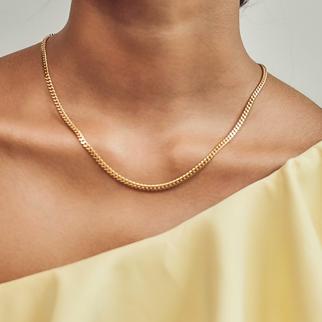 CUBAN CHAIN IN 18K GOLD MICRON POLISH