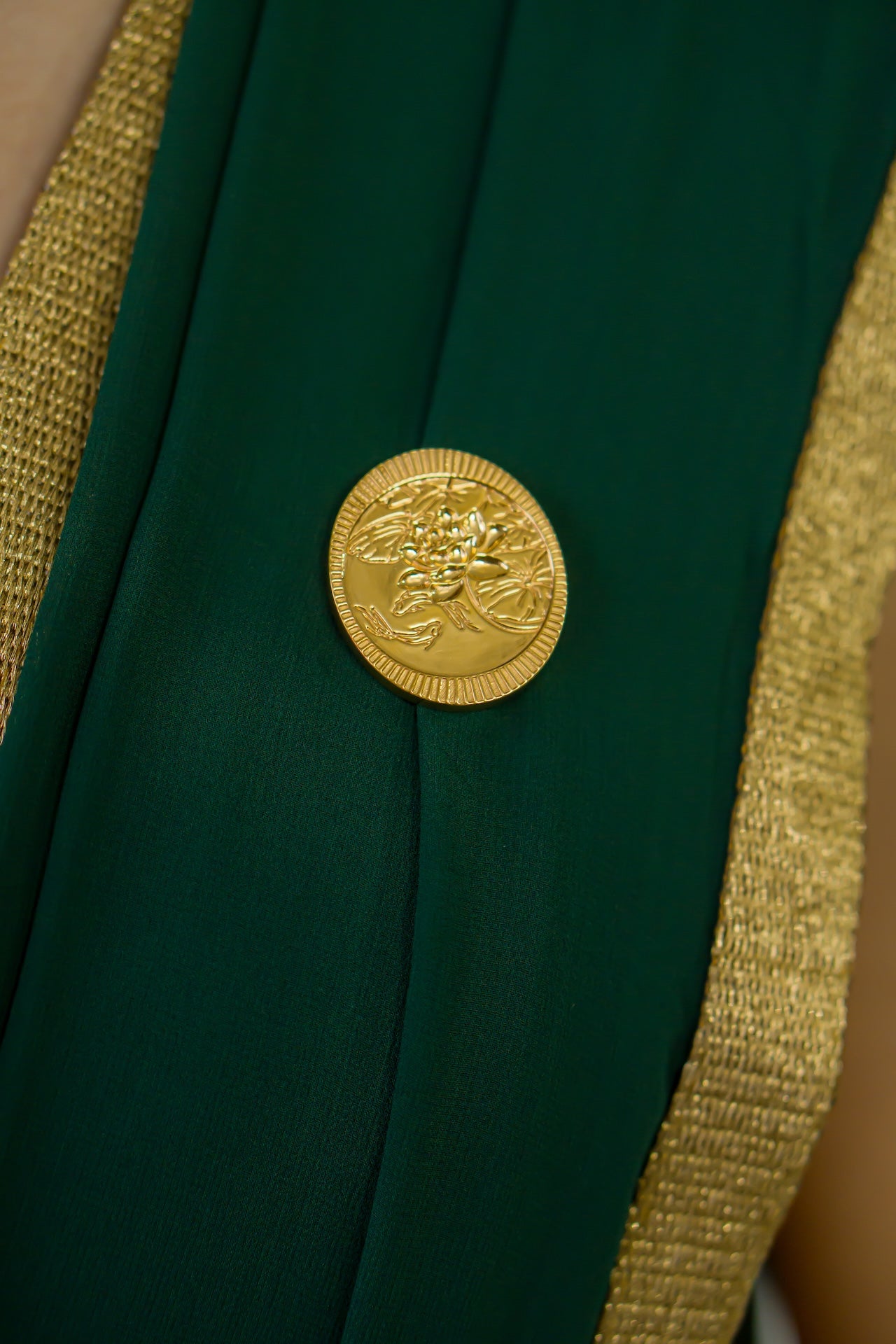 LOTUS & FISH ENGRAVED BROOCH