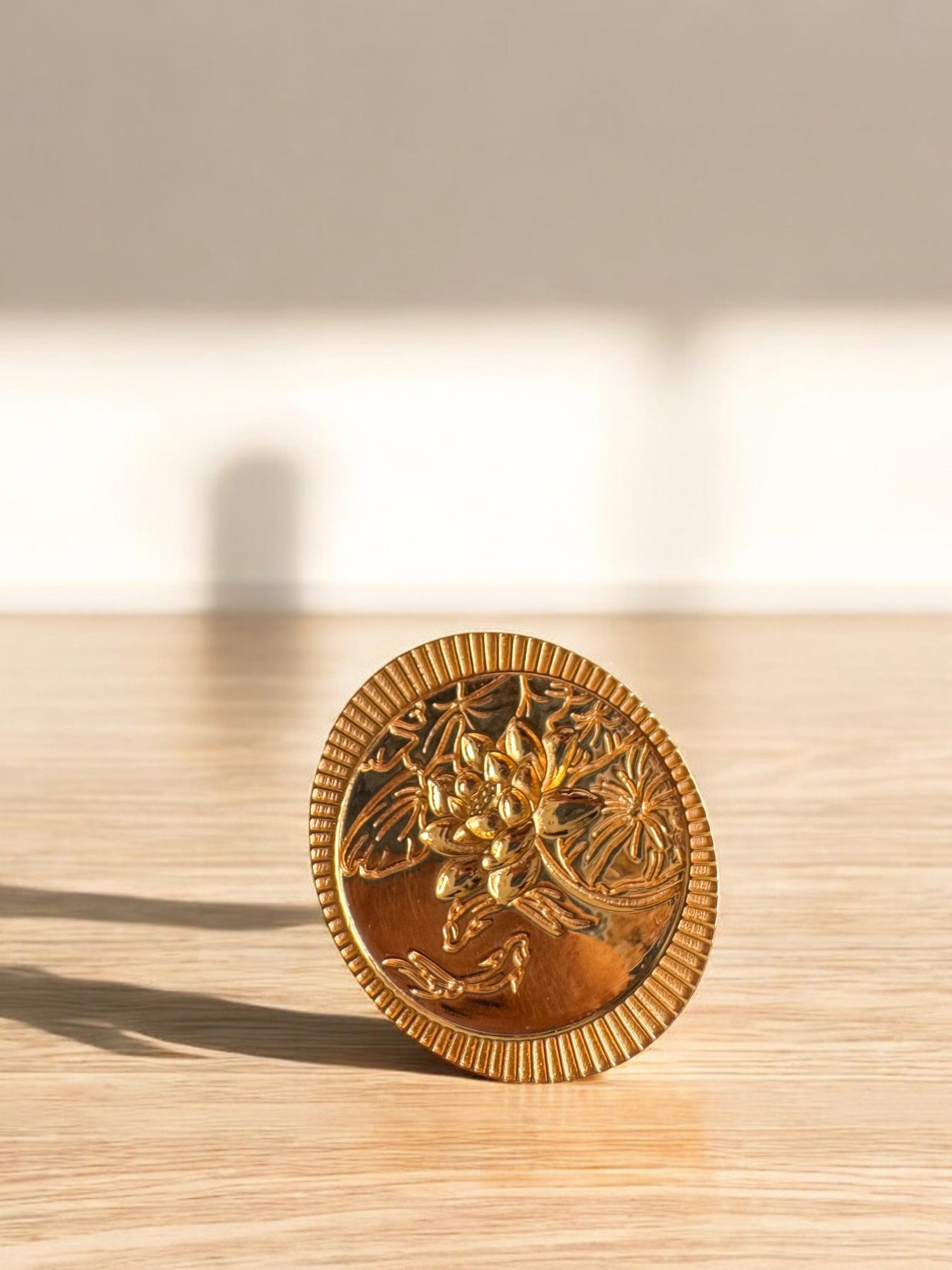 LOTUS & FISH ENGRAVED BROOCH