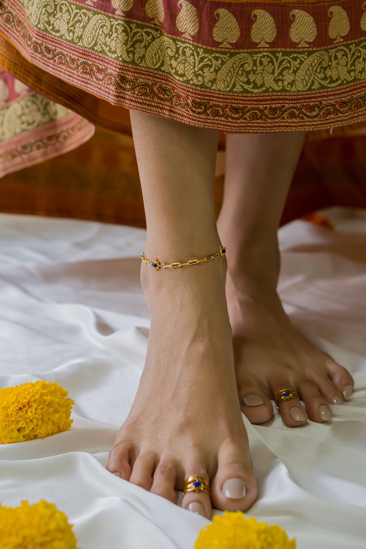 STARRY LAPIS PAPERCLIP ANKLET