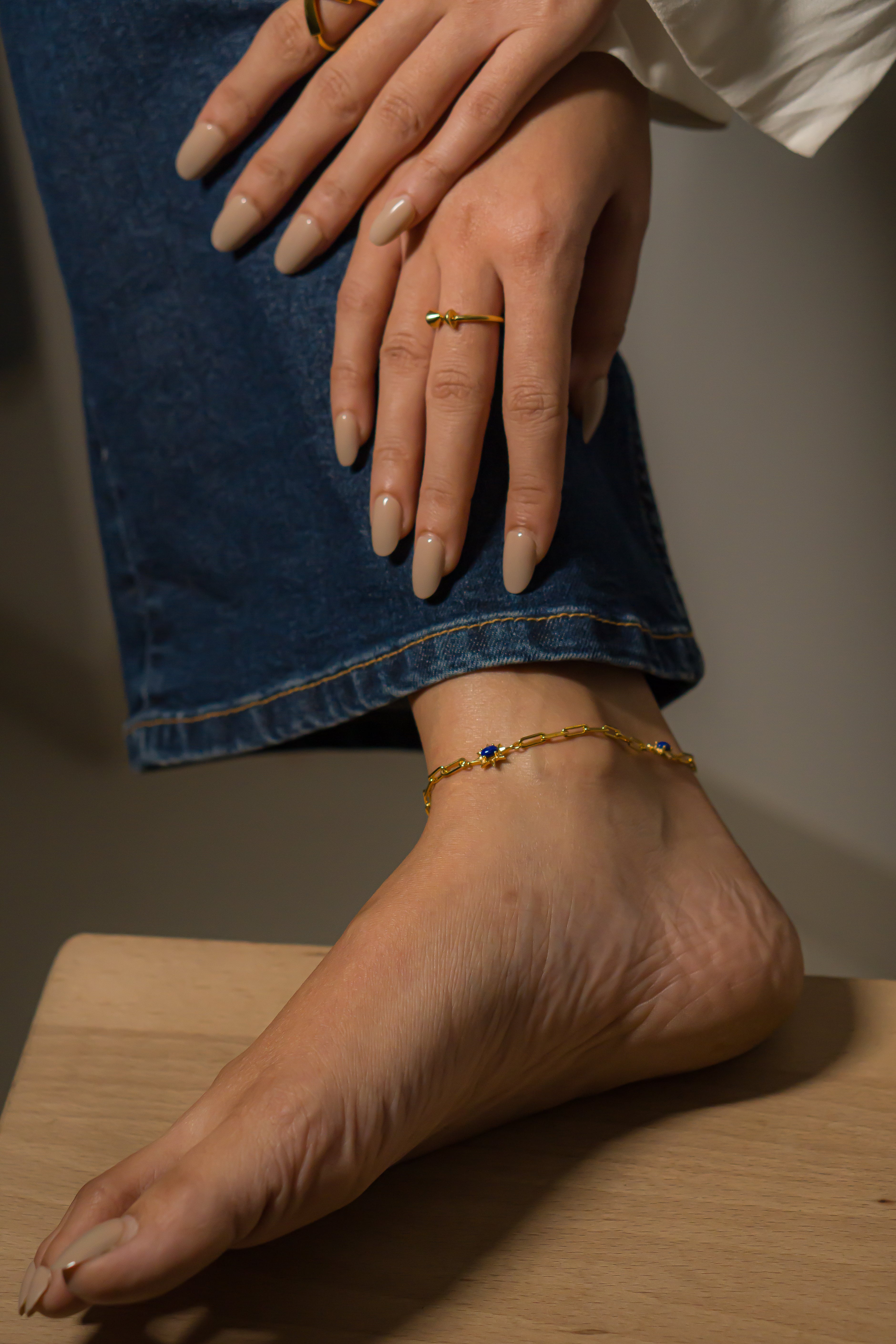 STARRY LAPIS PAPERCLIP ANKLET